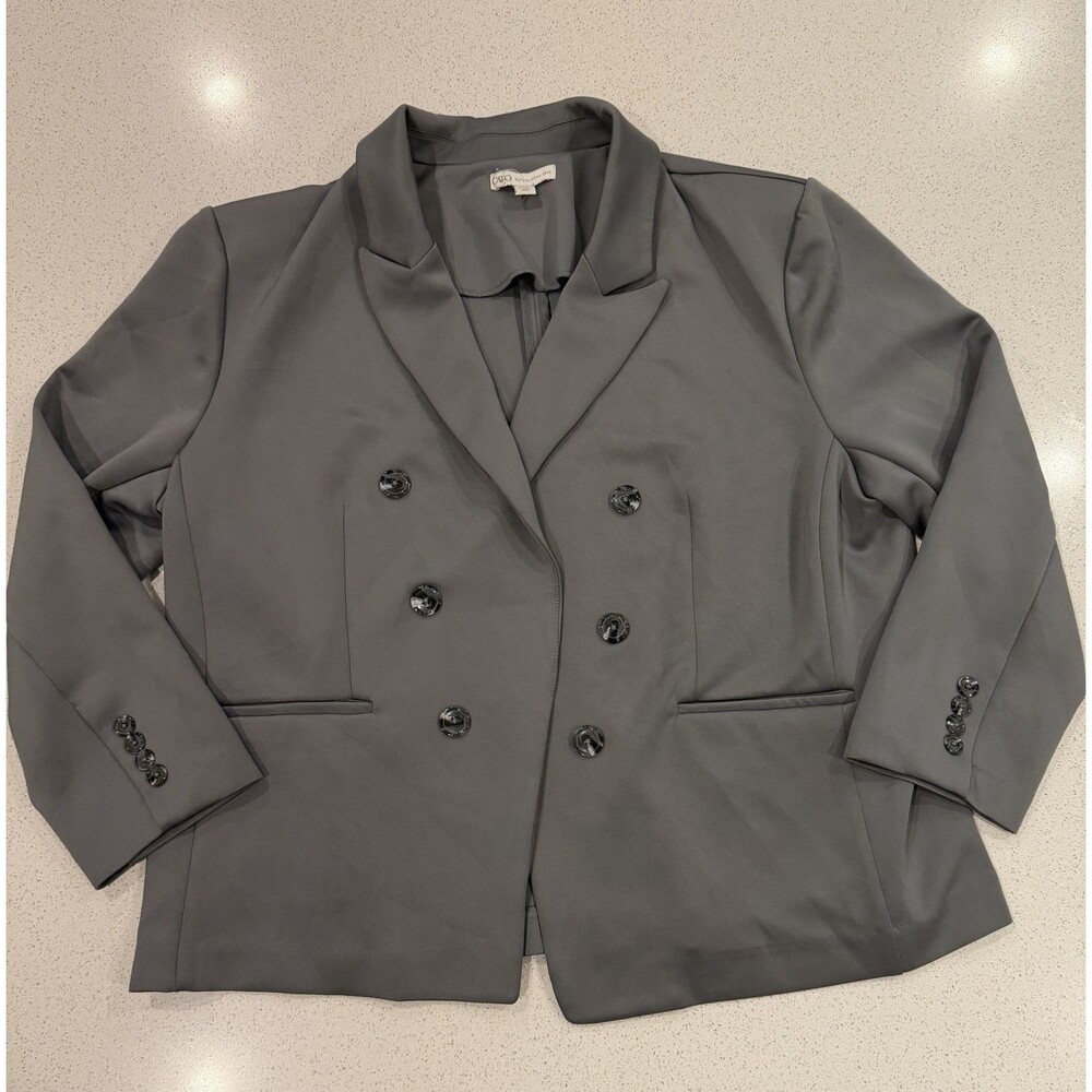 Cato 1946 Fashions Women’s Grey Double-breasted Blazer Notches Lapel XL